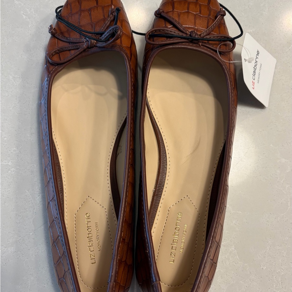 Liz Claiborne Croc-Embossed Flats